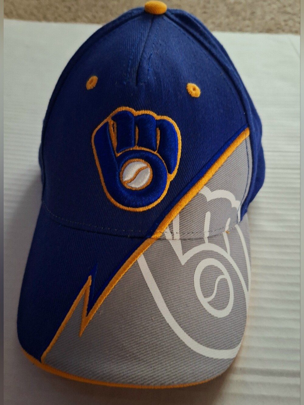 Milwaukee Brewers Royal Blue and Gray Baseball Cap with Yellow Trim
